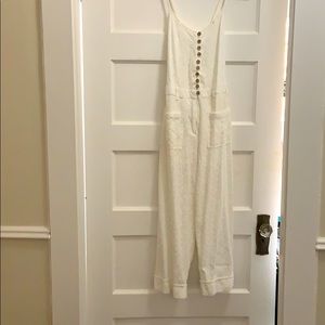 Free people white textured jumpsuit